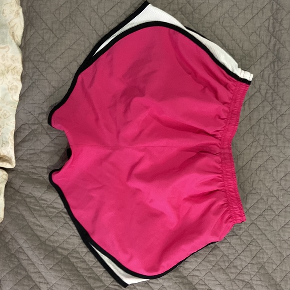 Nike tempo dry fit running shorts pink, white side panels, black trim. Medium - Picture 2 of 3